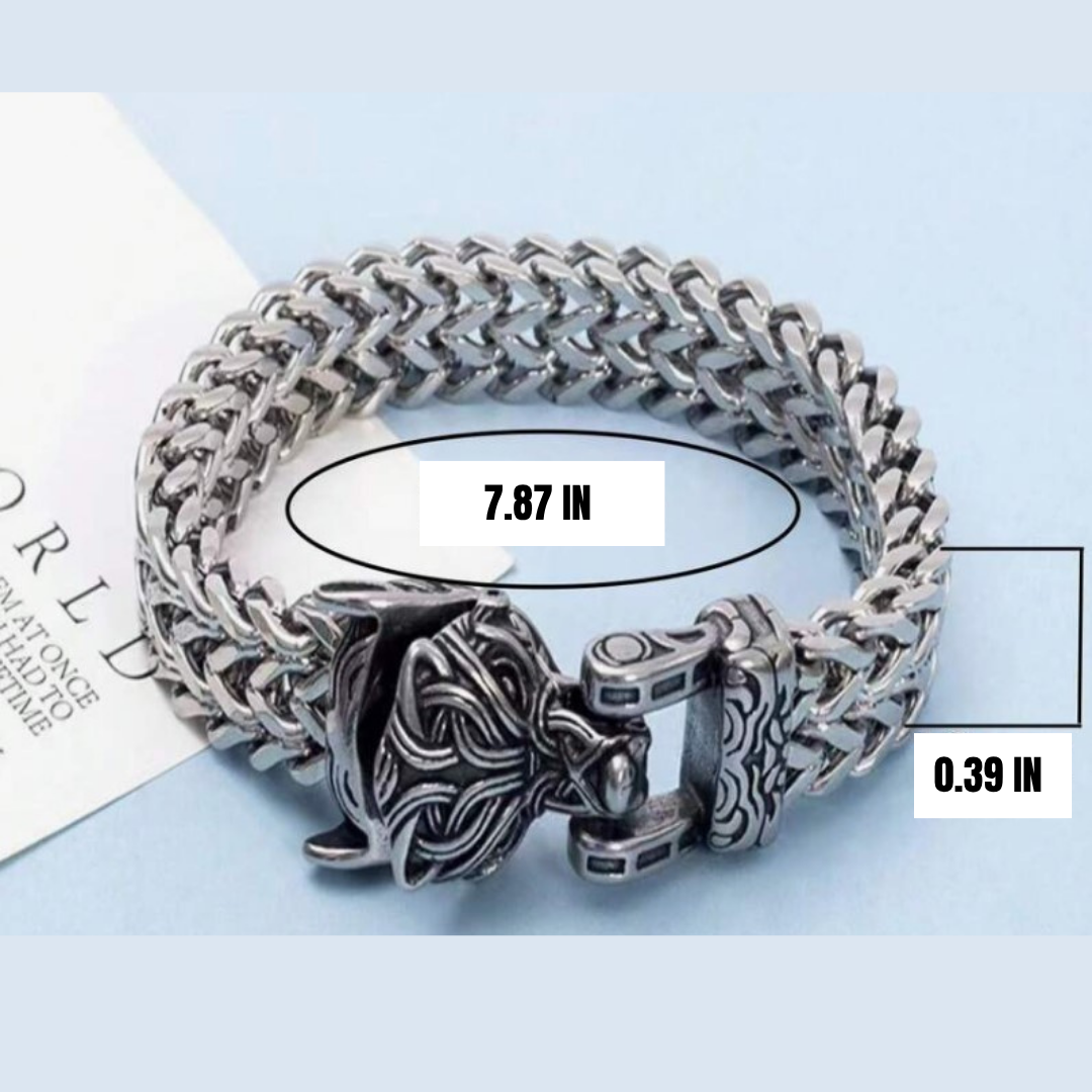 Stainless Steel Fox Head Adorned Vintage Bracelet