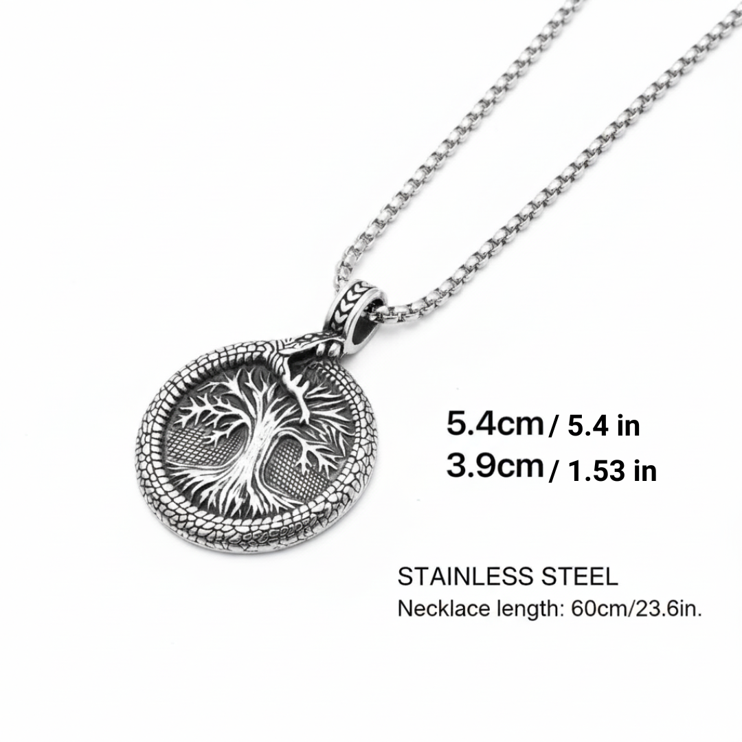 Tree of Life Pendant Necklace with helm of awe - Retro Punk Style for Men