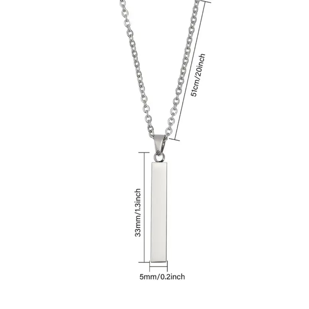 Necklace with personalized name, phrase or date.