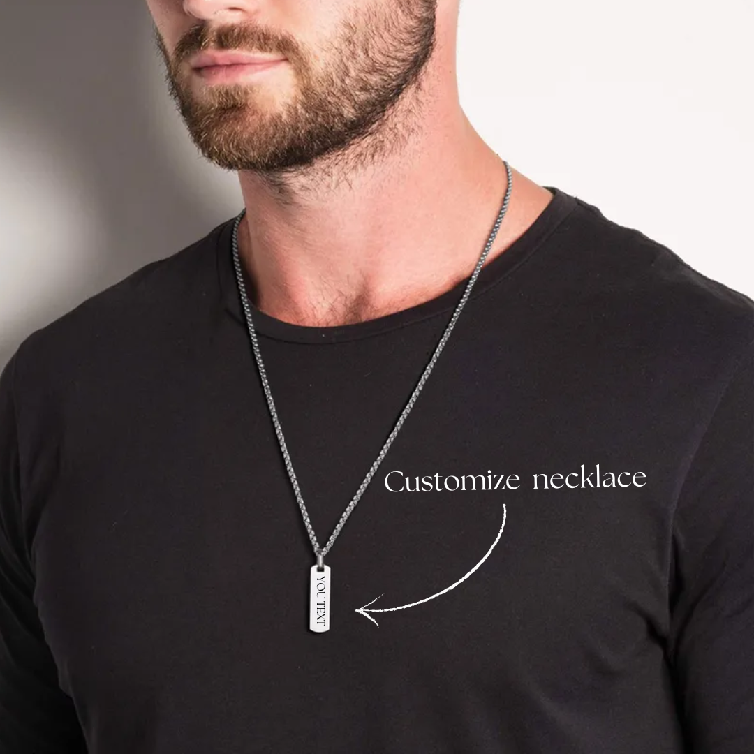 Personalized Men's Bar Necklace, Engraved Name Necklace
