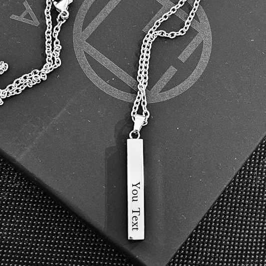 Necklace with personalized name, phrase or date.