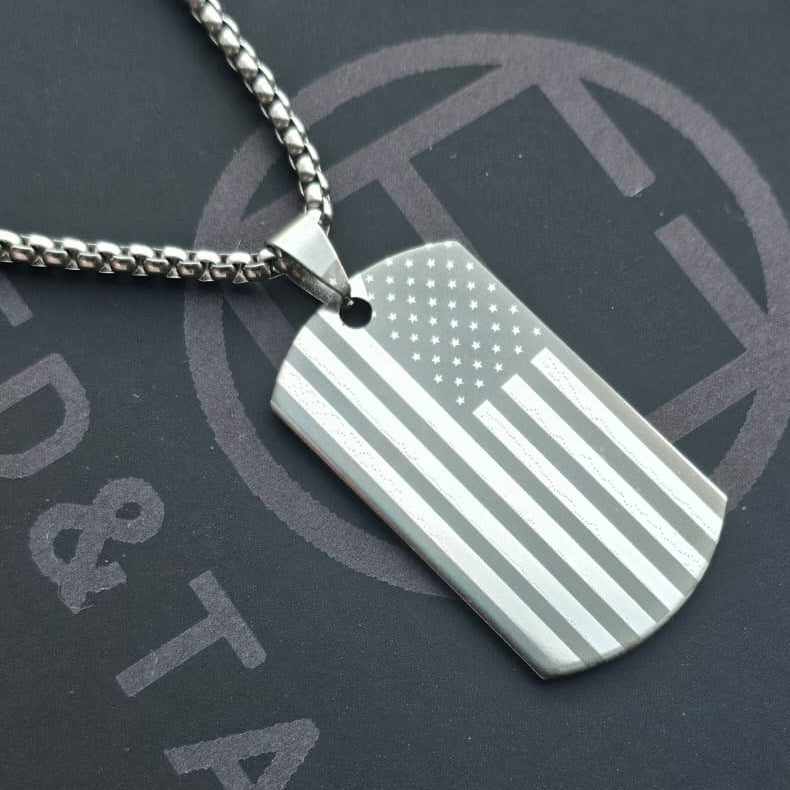 American Flag Stainless Steel Necklace