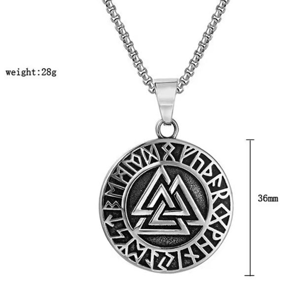 Viking Runic Pendant. Valknut