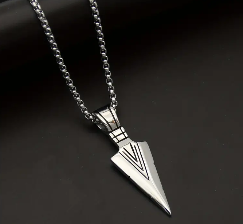 Vintage Arrow Necklace, Delicate Triangle Spearhead Arrowhead Pendant Necklace Gift Jewelry For Men