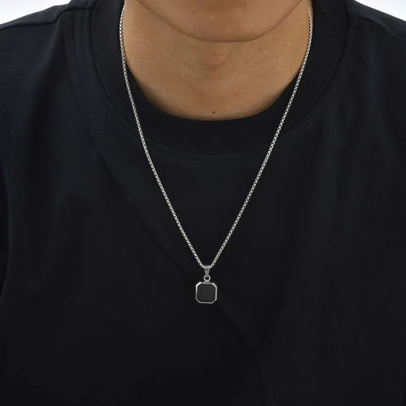 Elegant square necklace for men.