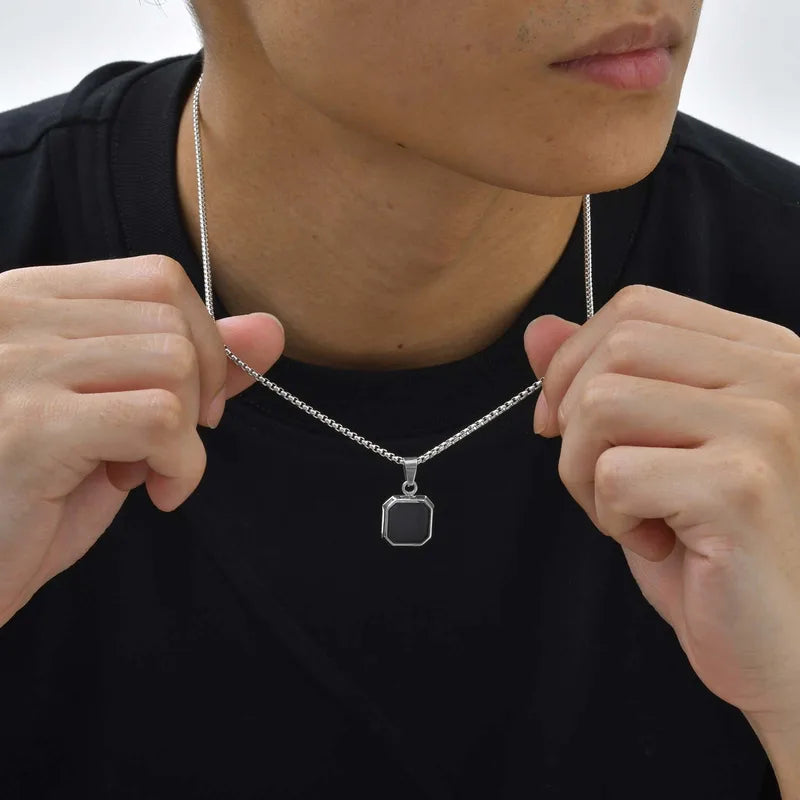 Elegant square necklace for men.
