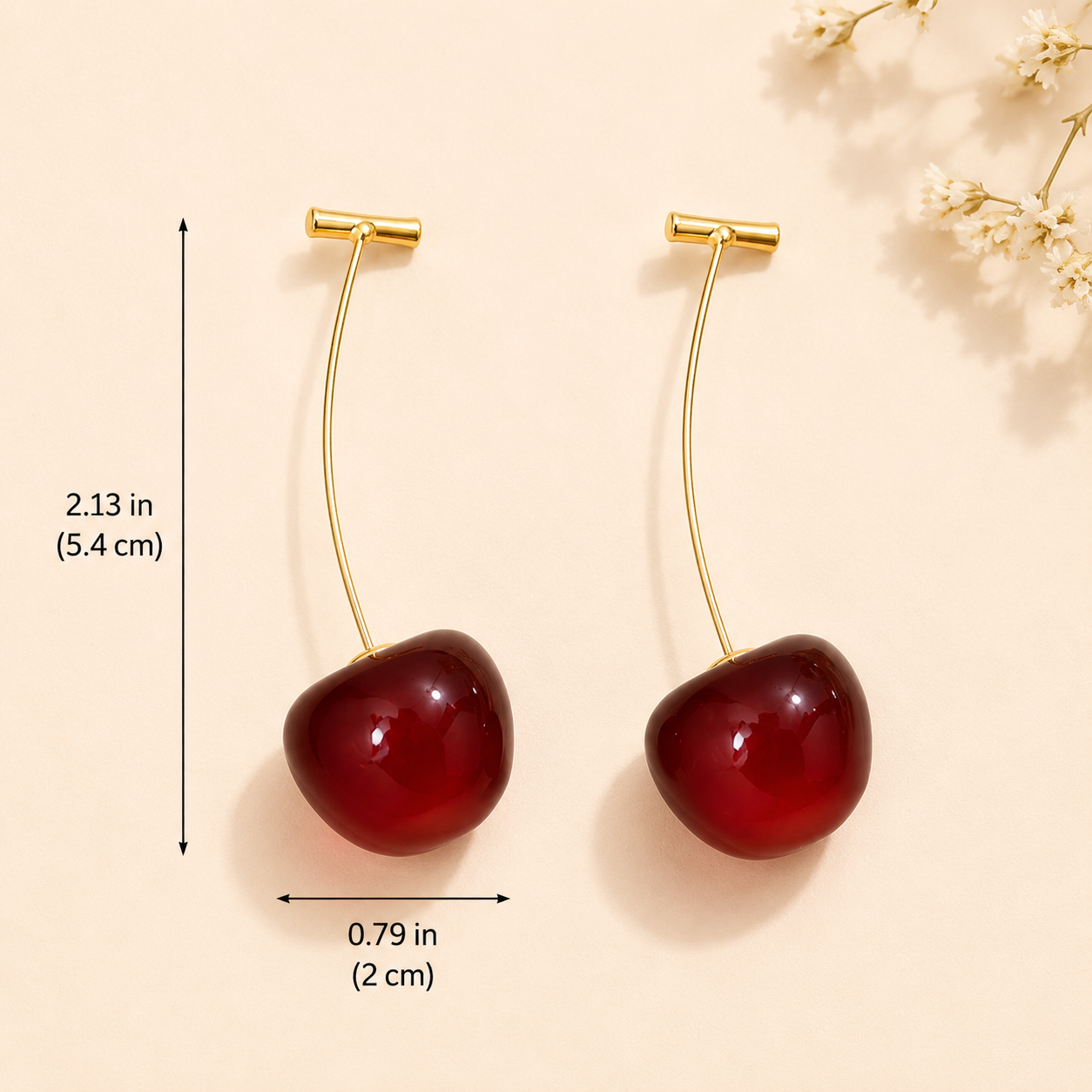 Cherry Drop Earrings for Women – Cute Red Cherry Stud Earrings