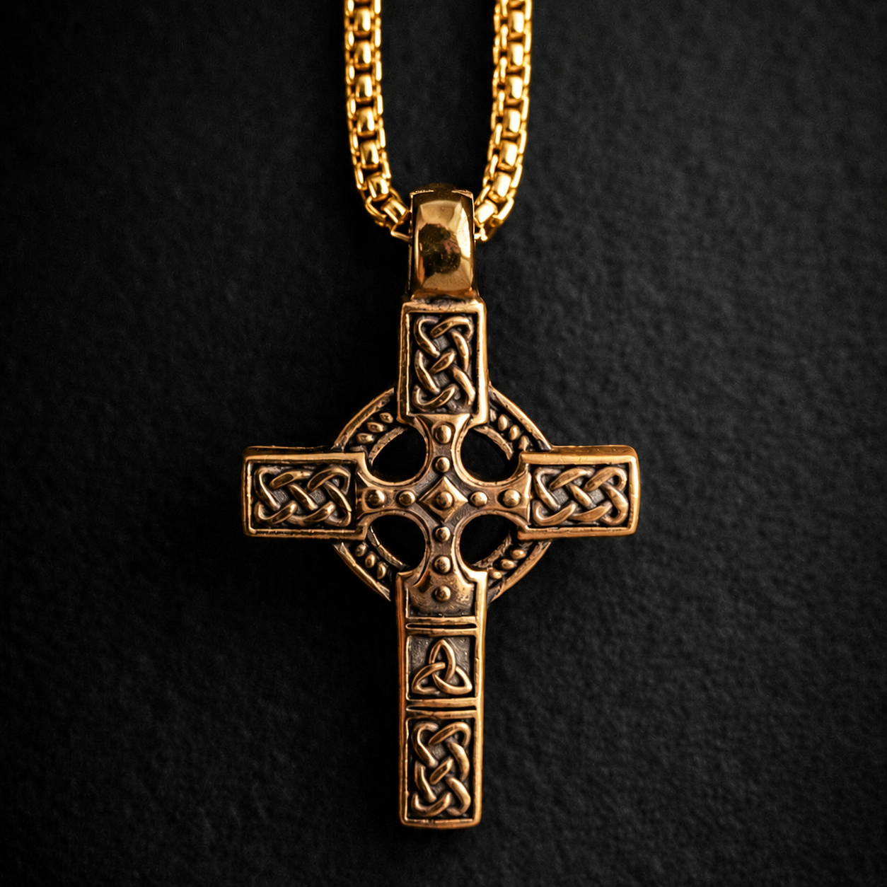 Celtic Cross Necklace for Men – 316L Stainless Steel | Irish Knotwork Pendant