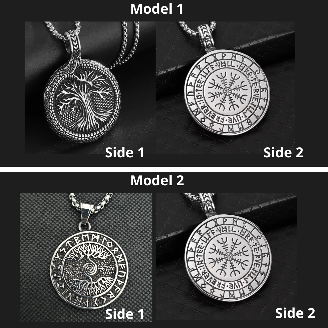 Viking Double-Sided Necklace: Wisdom of the Tree of Life and Runic Protection.