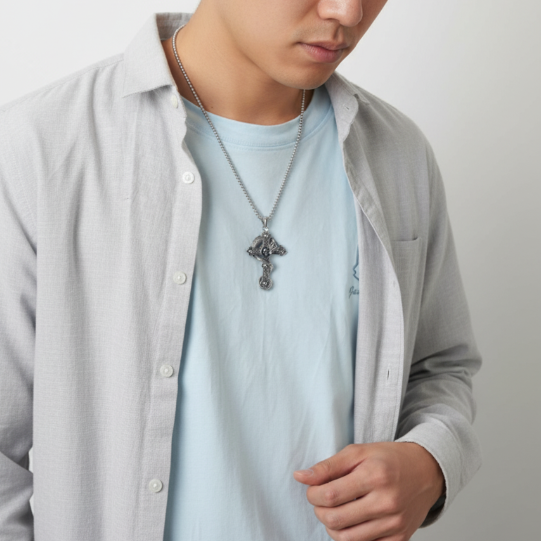 Dark skull, dragon, cross,
