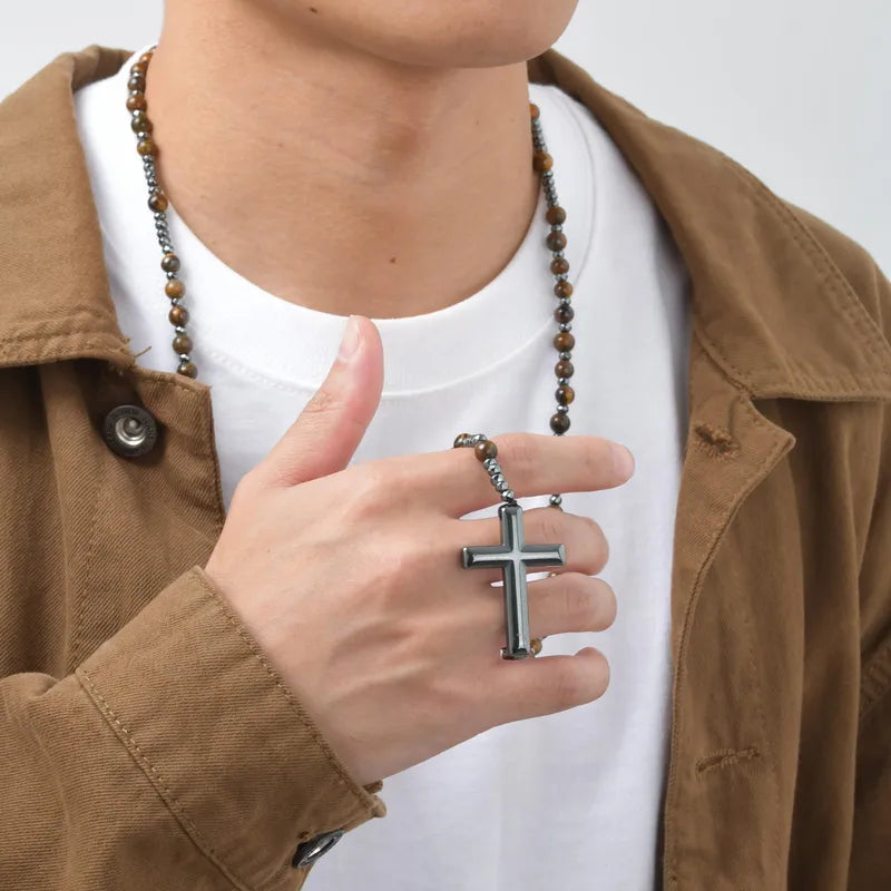 Prayer Rosary | Natural Stone Bead & Elegant Cross