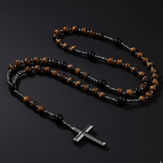 Prayer Rosary | Natural Stone Bead & Elegant Cross