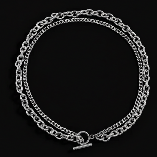 Double Chain Titanium Steel Necklace for Men | Modern Urban Style Unisex