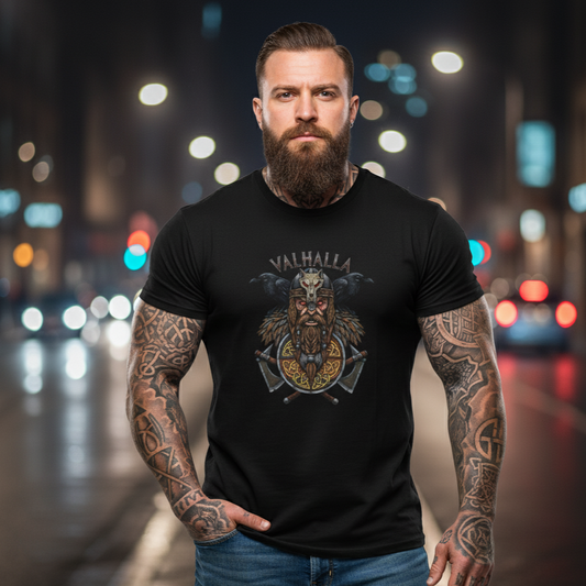 Viking Skull & Raven T-Shirt - Norse Fashion Apparel