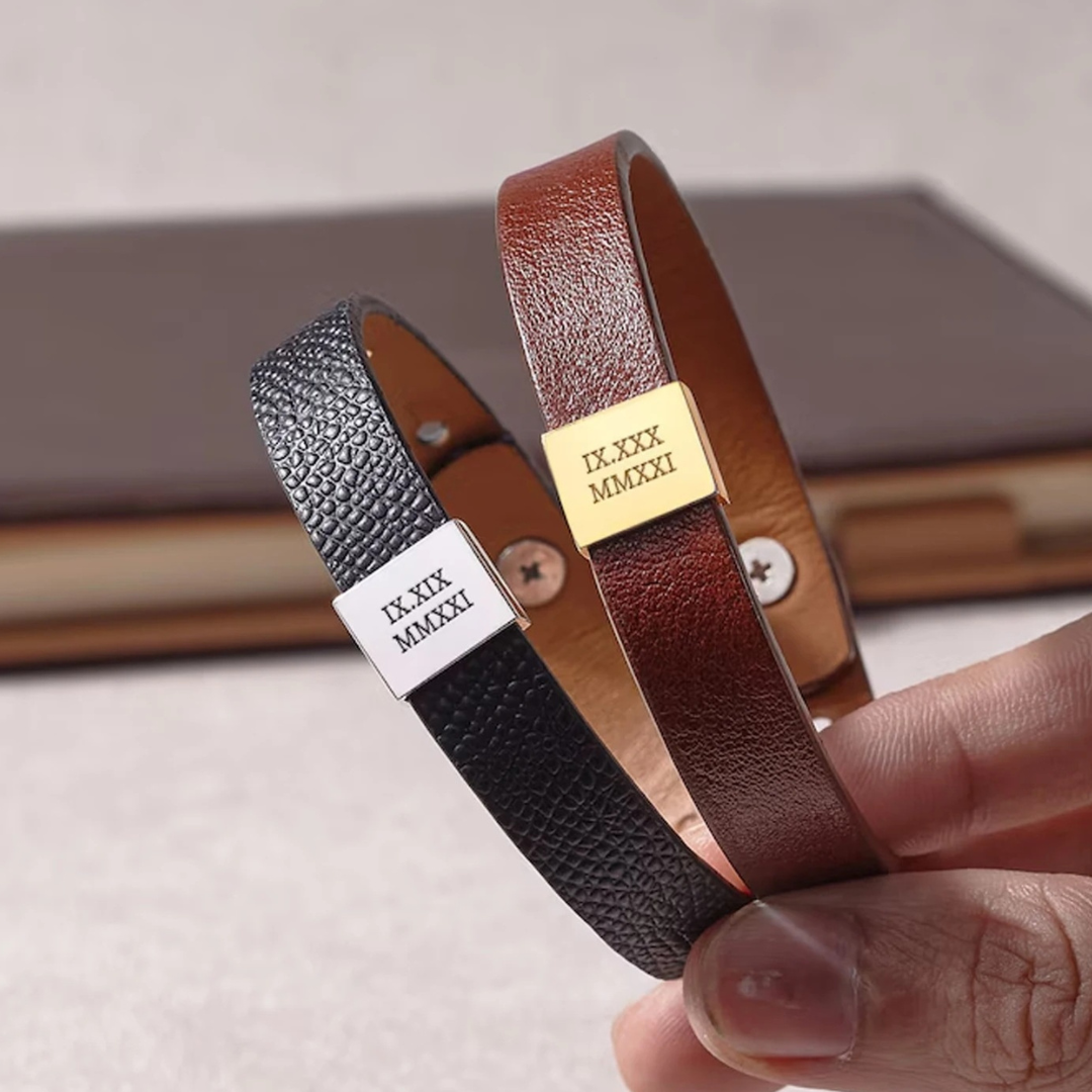 Custom Leather Bracelet for Men and Women | Personalized Engraving