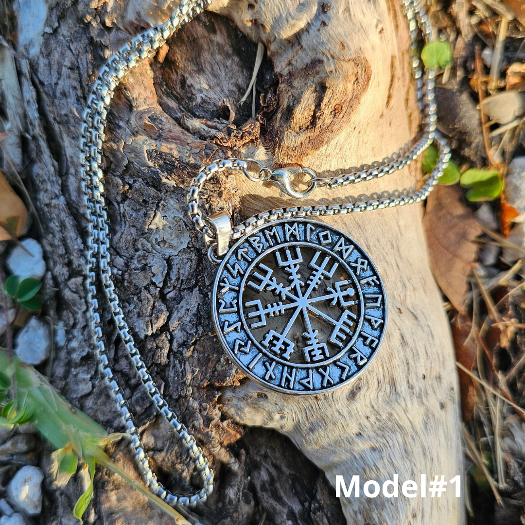 Vegvisir and Runes Necklace