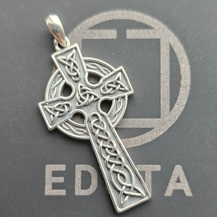 Celtic Cross Necklace for Men and Women, 925 Sterling Silver Celtic Cross Pendant.