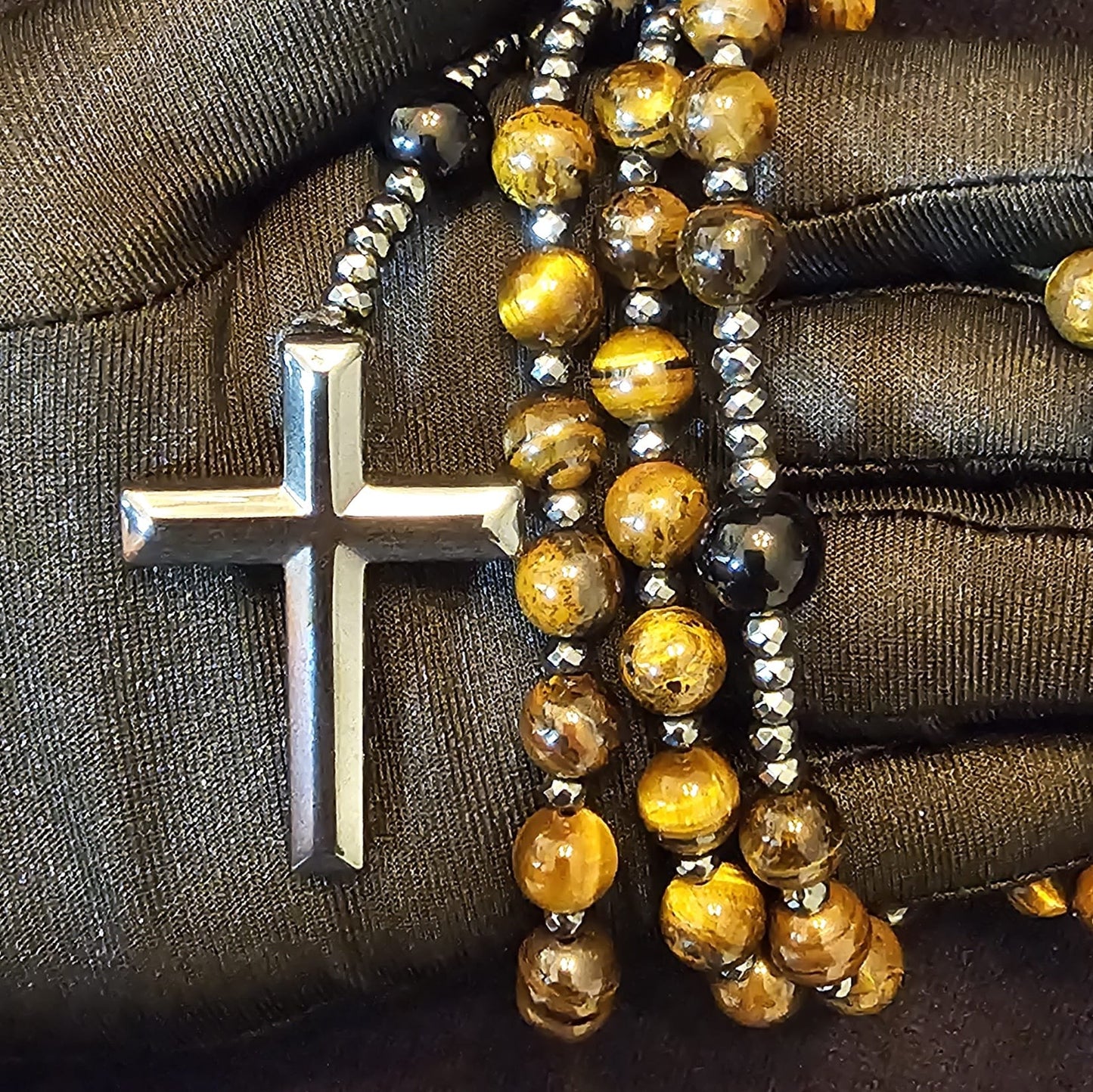 Prayer Rosary | Natural Stone Bead & Elegant Cross