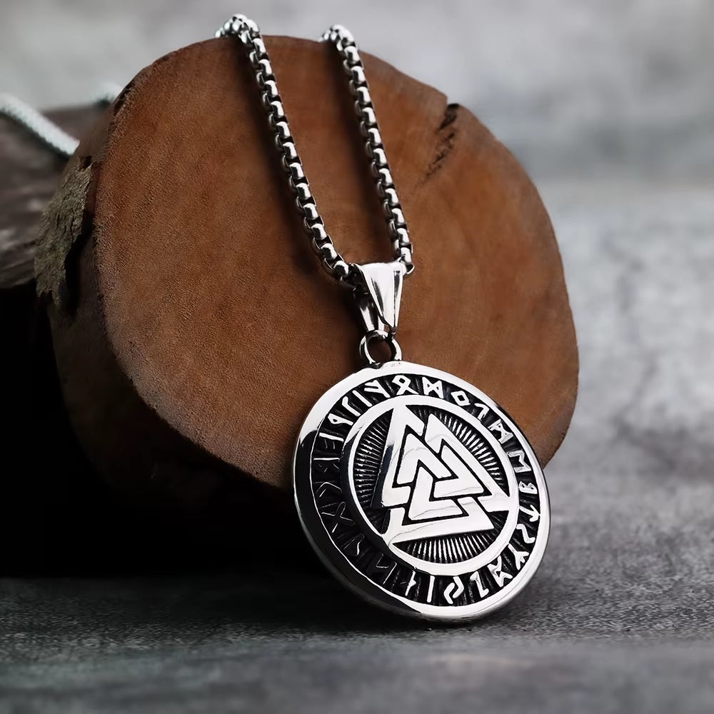 Viking Runic Pendant. Valknut
