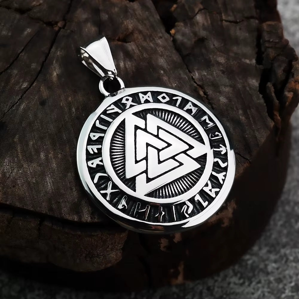 Viking Runic Pendant. Valknut