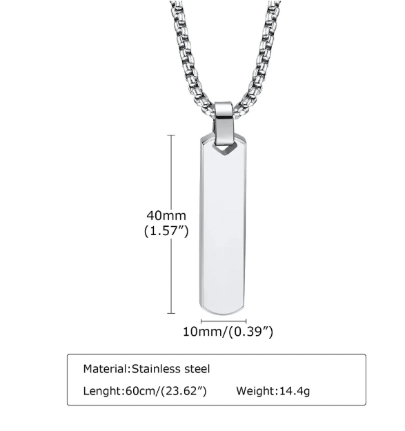 Personalized Men's Bar Necklace, Engraved Name Necklace