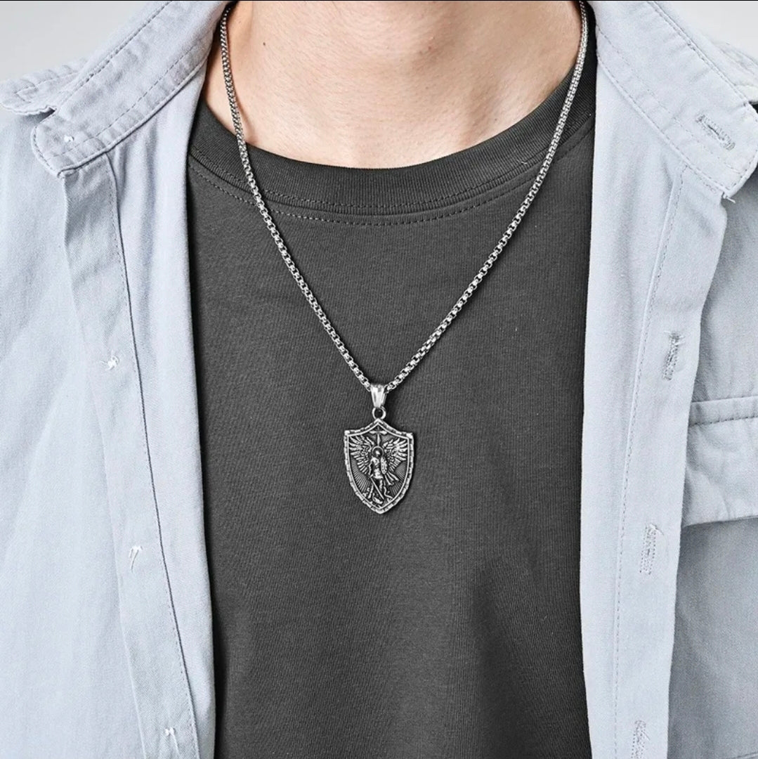 Archangel Michael Shield Necklace | Men's Spiritual Protection.