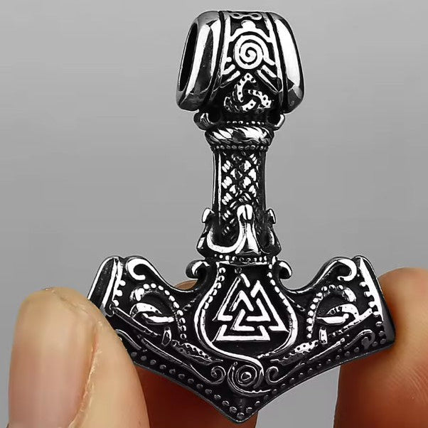 Thor's Hammer (Mjölnir) Viking Necklace in Stainless Steel - Symbol of Strength and Protection