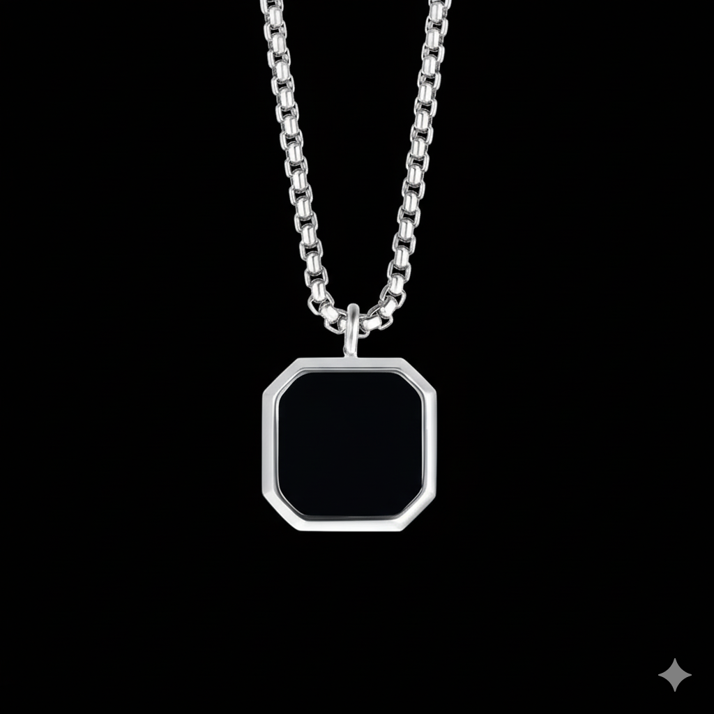 Elegant square necklace for men.