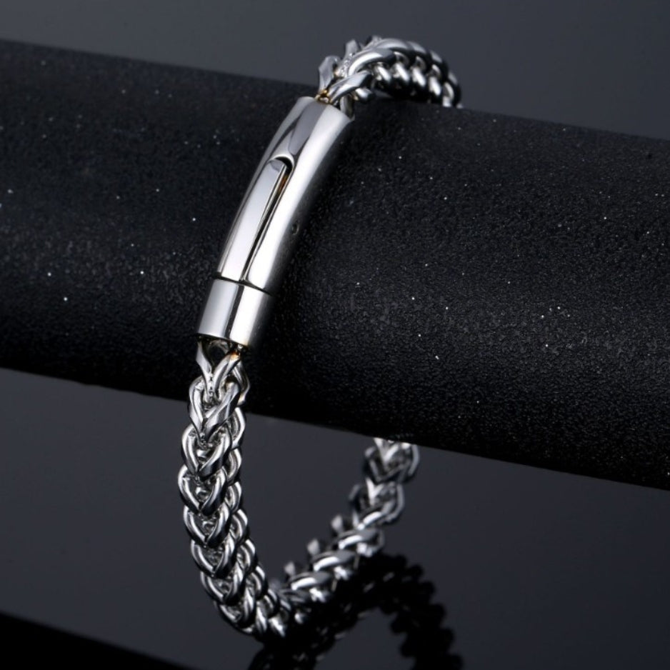 Franco Chain Bracelet – 304 Stainless Steel Wheat/Spiga Bracelet for Men