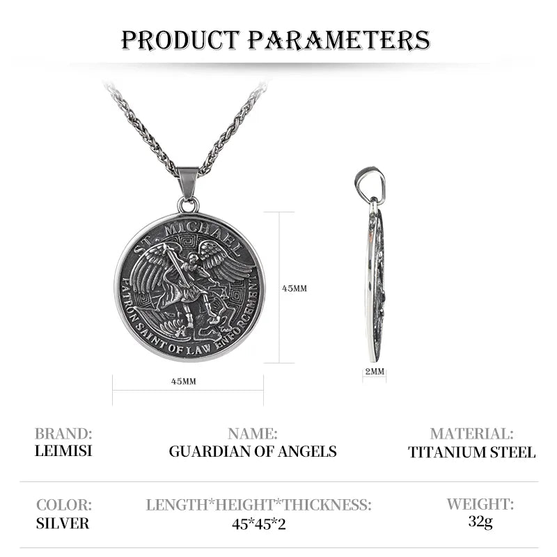 St. Michael Archangel Necklace | Silver Titanium Steel – Spiritual Warrior & Protector
