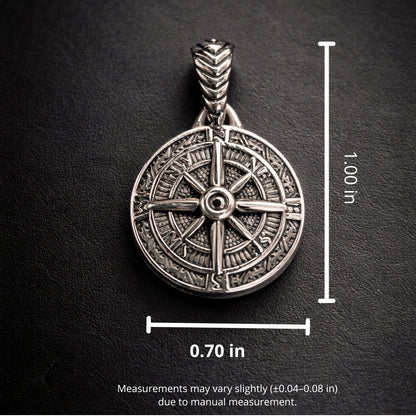 Vegvisir Norse Compass Necklace Stainless Steel – Black Cord 24in