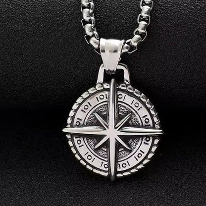 Vintage Viking Compass Pendant Necklaces For Men
