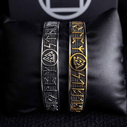 Viking Rune Bracelet with Valknut – Nordic Style Stainless Steel Men’s Bracelet