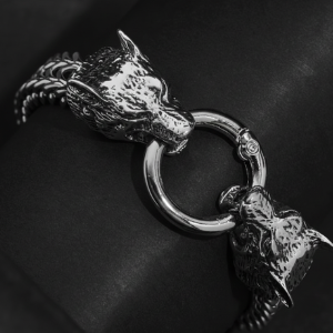 Viking Wolf Head Bracelet for Men | Stainless Steel Chain Jewelry