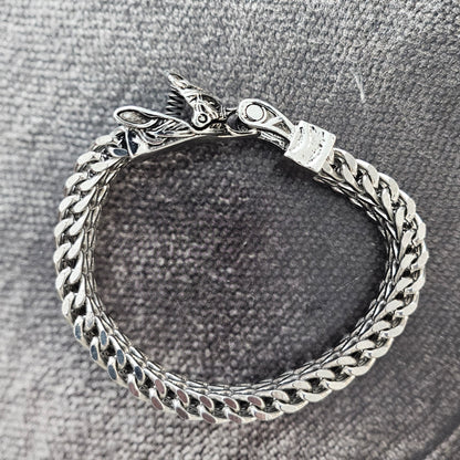 Stainless Steel Fox Head Adorned Vintage Bracelet