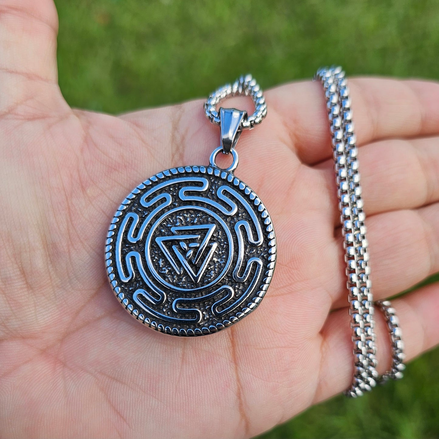 Double-Sided Necklace: Viking Wolf Strength and Rune Symbol of Power