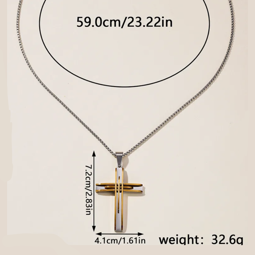 Gold and silver cross necklace.