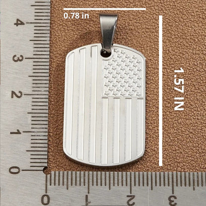 Men’s USA Flag Dog Tag Necklace | Stainless Steel Military Pendant (Gold & Silver)