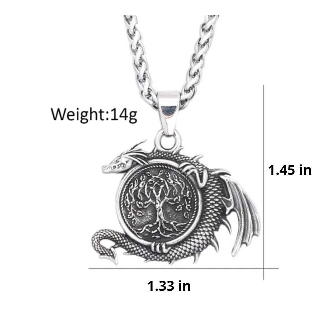 Viking Nordin Pendant Tree of Life and Dragon