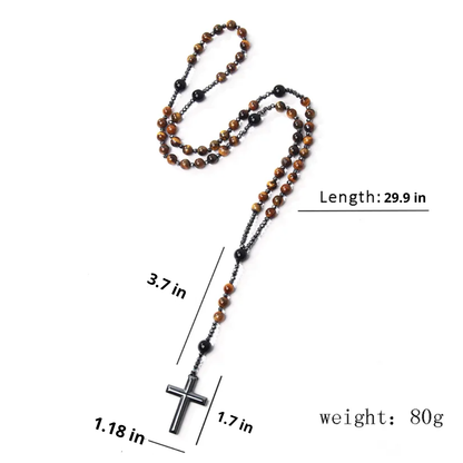 Prayer Rosary | Natural Stone Bead & Elegant Cross