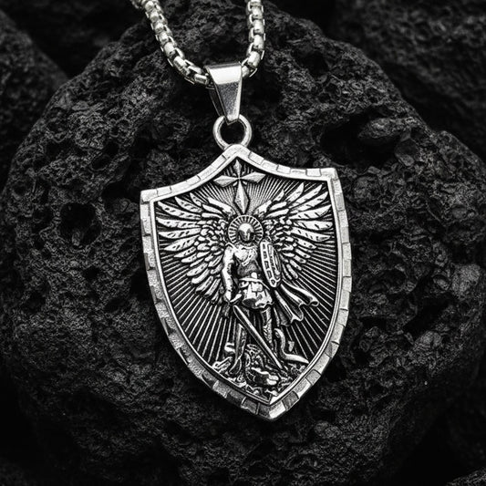 Archangel Michael Shield Necklace for Men.