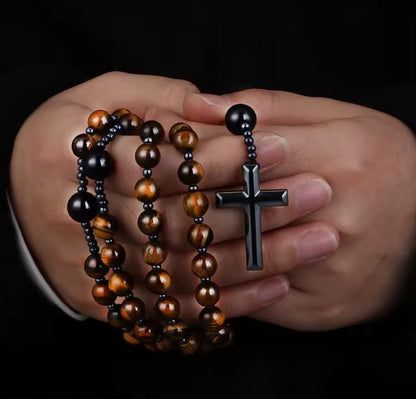Prayer Rosary | Natural Stone Bead & Elegant Cross