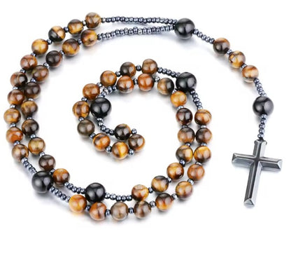 Prayer Rosary | Natural Stone Bead & Elegant Cross
