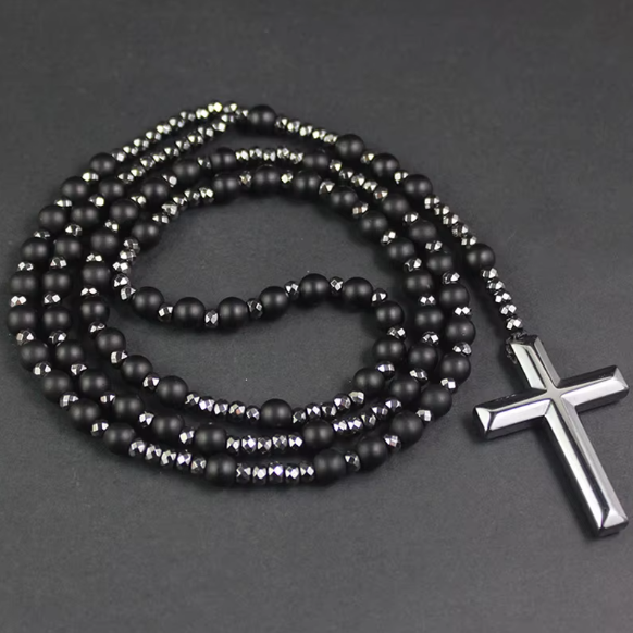 Prayer Rosary | Natural Stone Bead & Elegant Cross