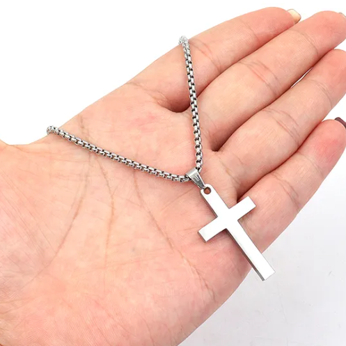 Minimalist Cross Necklace in Stainless Steel