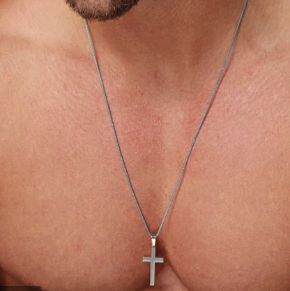 Minimalist Cross Necklace in Stainless Steel