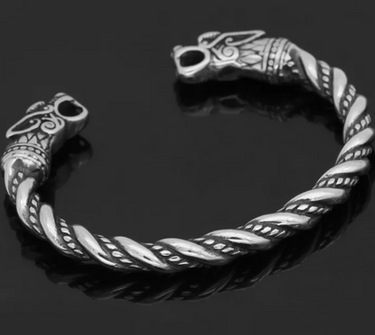 Stainless Steel Cuff Bracelet with Dragon Heads - Retro Hip Hop Style for Men