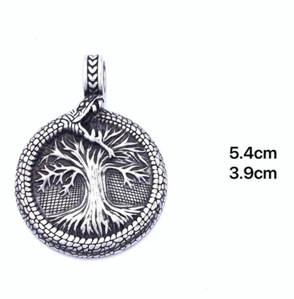 Tree of Life Pendant Necklace with helm of awe - Retro Punk Style for Men