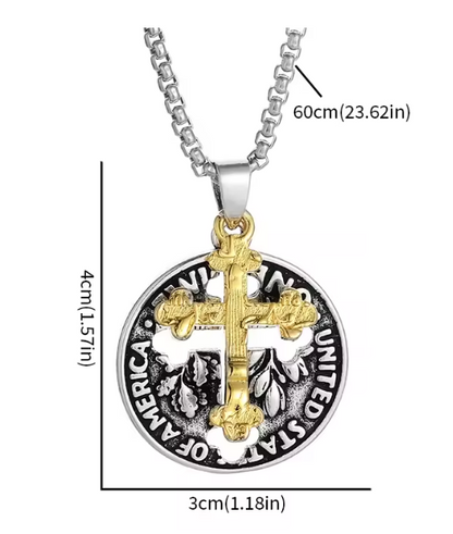 Men's Vintage Coin Cross Necklace