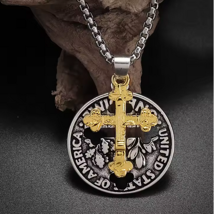 Men's Vintage Coin Cross Necklace